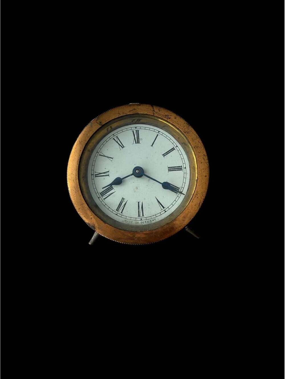 Antique German Drum Mantel Clock, Germany c.1910 Mechanical Brass Bezel Roman